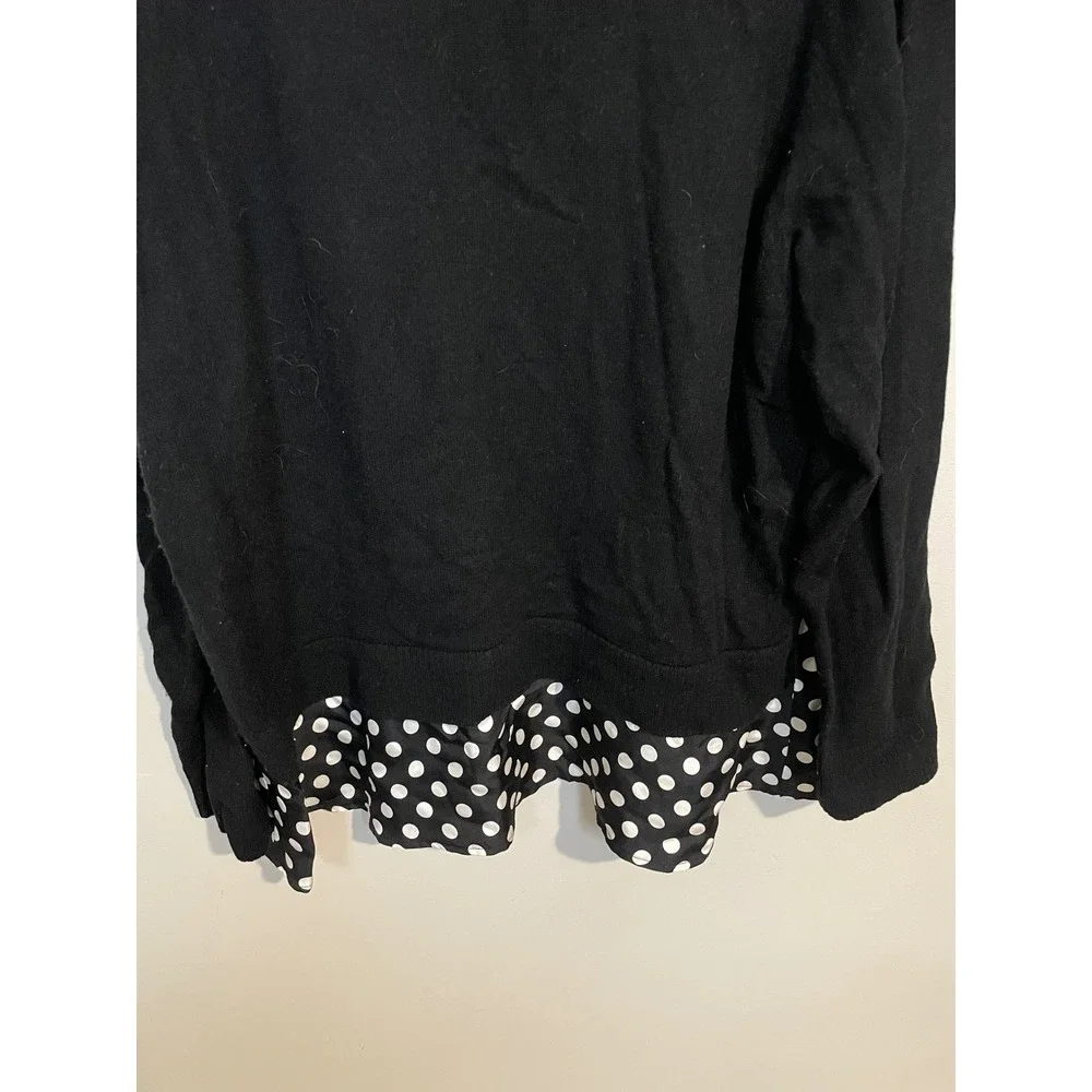 Kate‎ Spade Black Polka Dot Wool and Silk Turtleneck Sweater Size XL